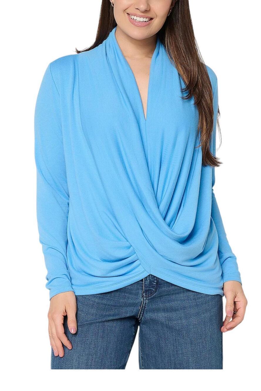 Mally Roncal Fabulush Women's Knit Draped Front Top Blue Breeze - Regular